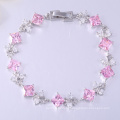 jóias de estilo primavera rosa cubic zircon pulseira meninas jóias